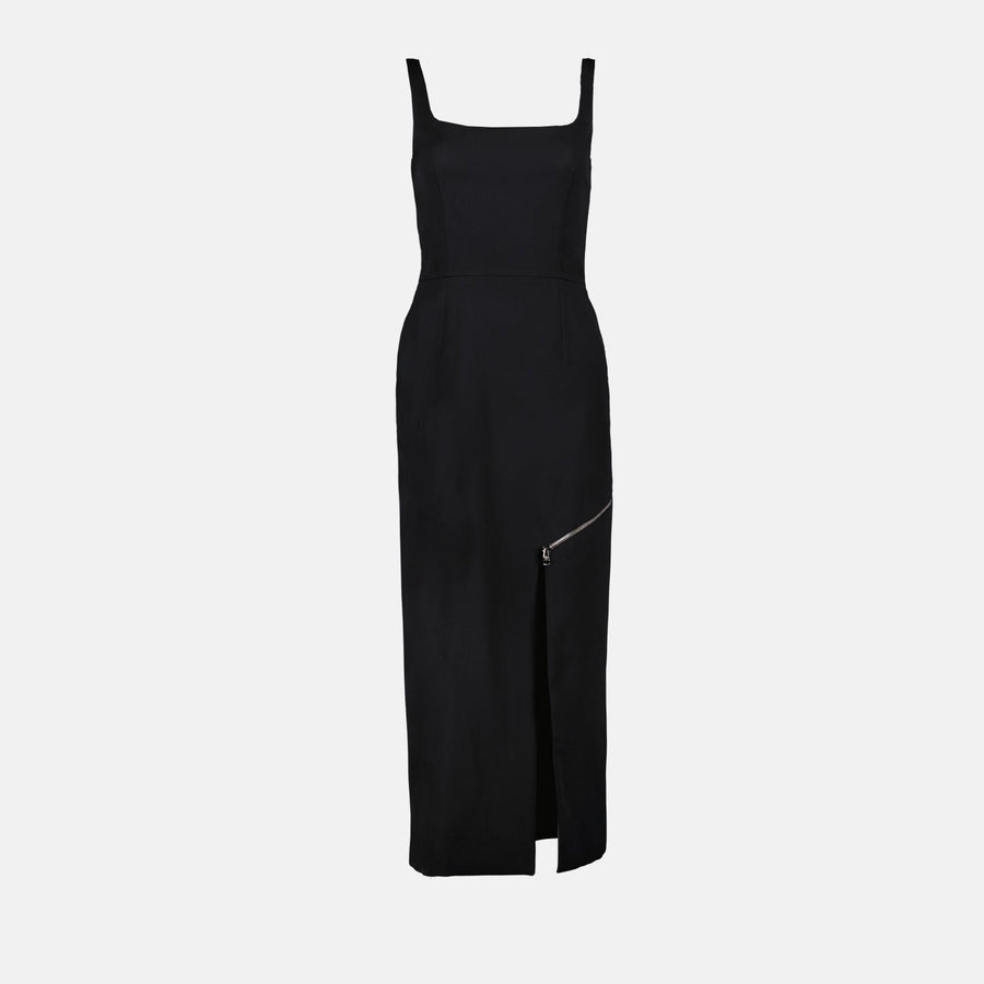 Alexander McQueen Square-Neck Midi Dress with Zip Detail