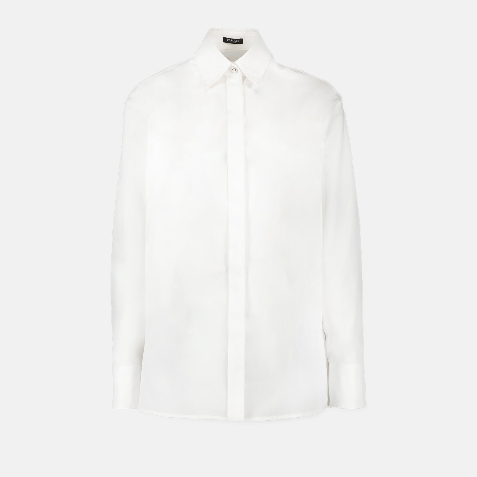 Versace White Silk Button-Up Shirt
