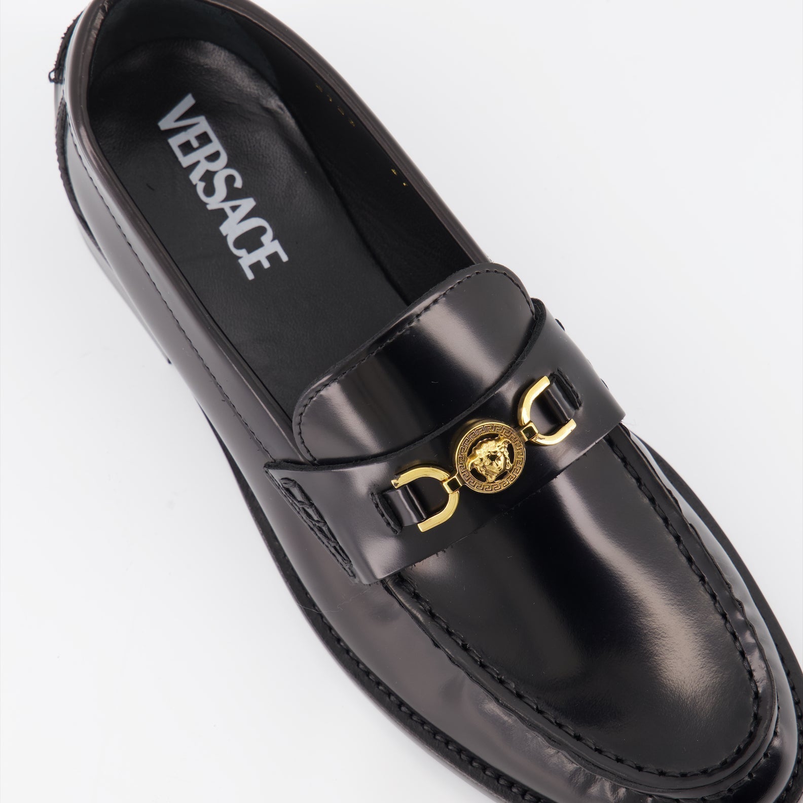 Versace Medusa Accent Leather Loafers - image 5