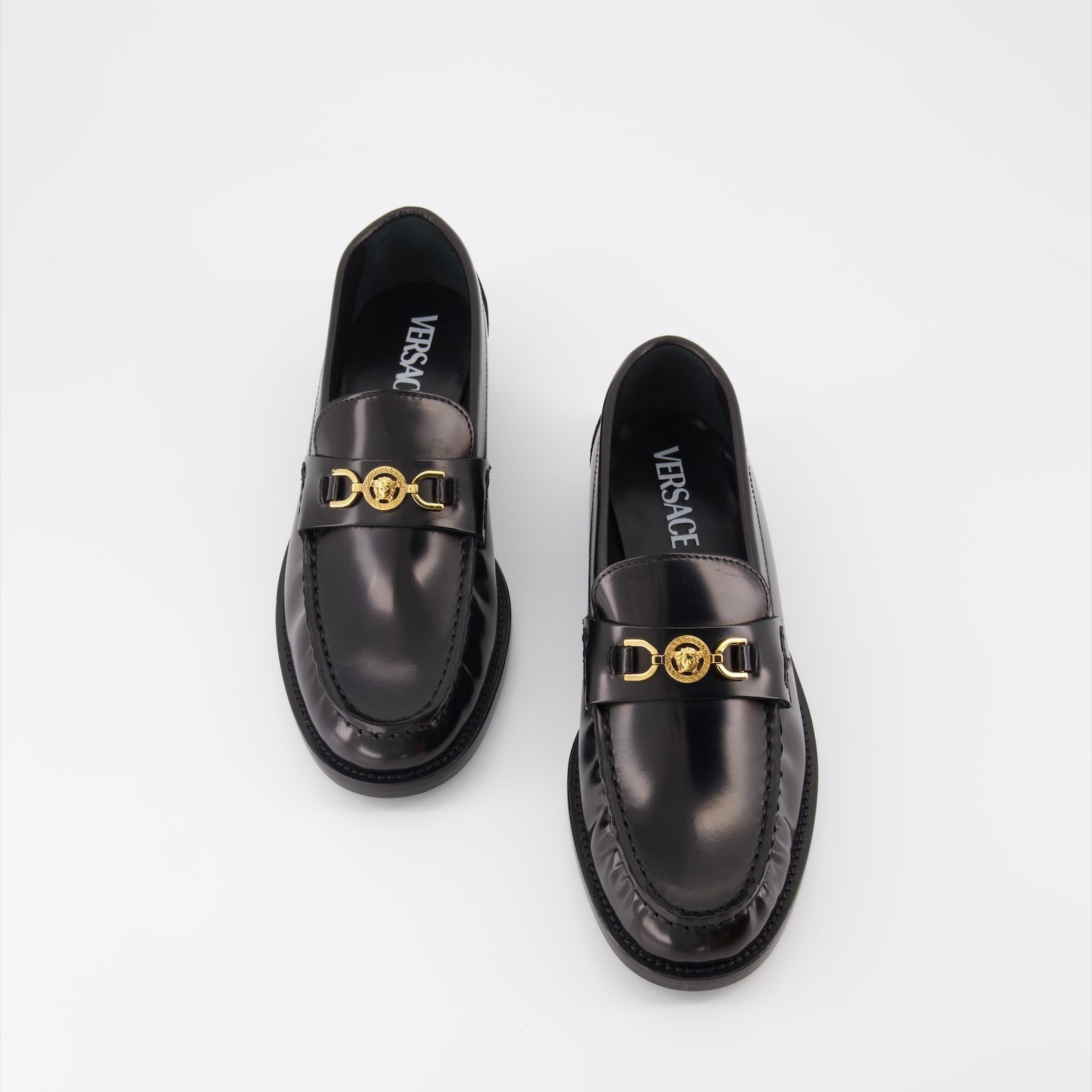 Versace Medusa Accent Leather Loafers - image 6