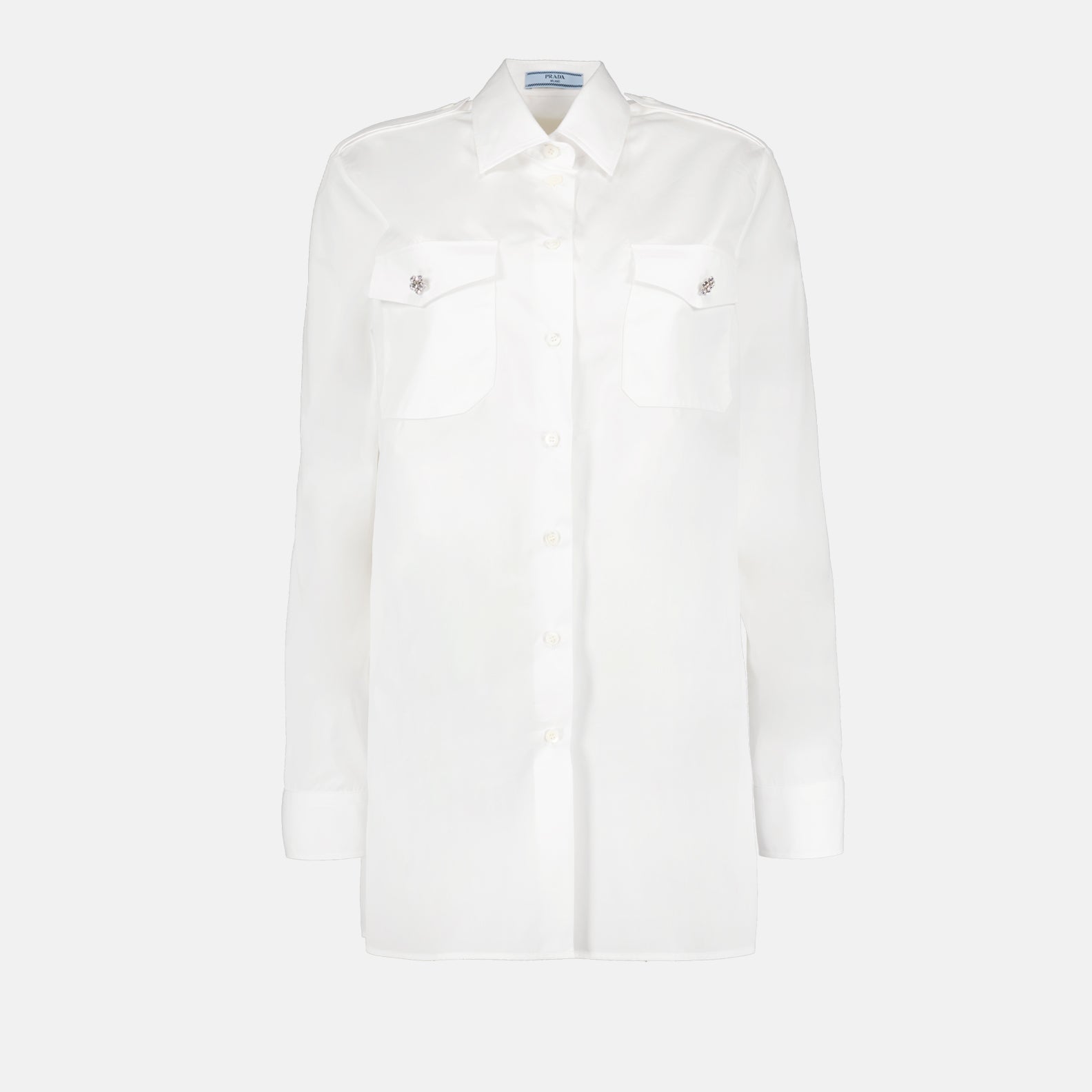 Prada White Utility Silk Shirt
