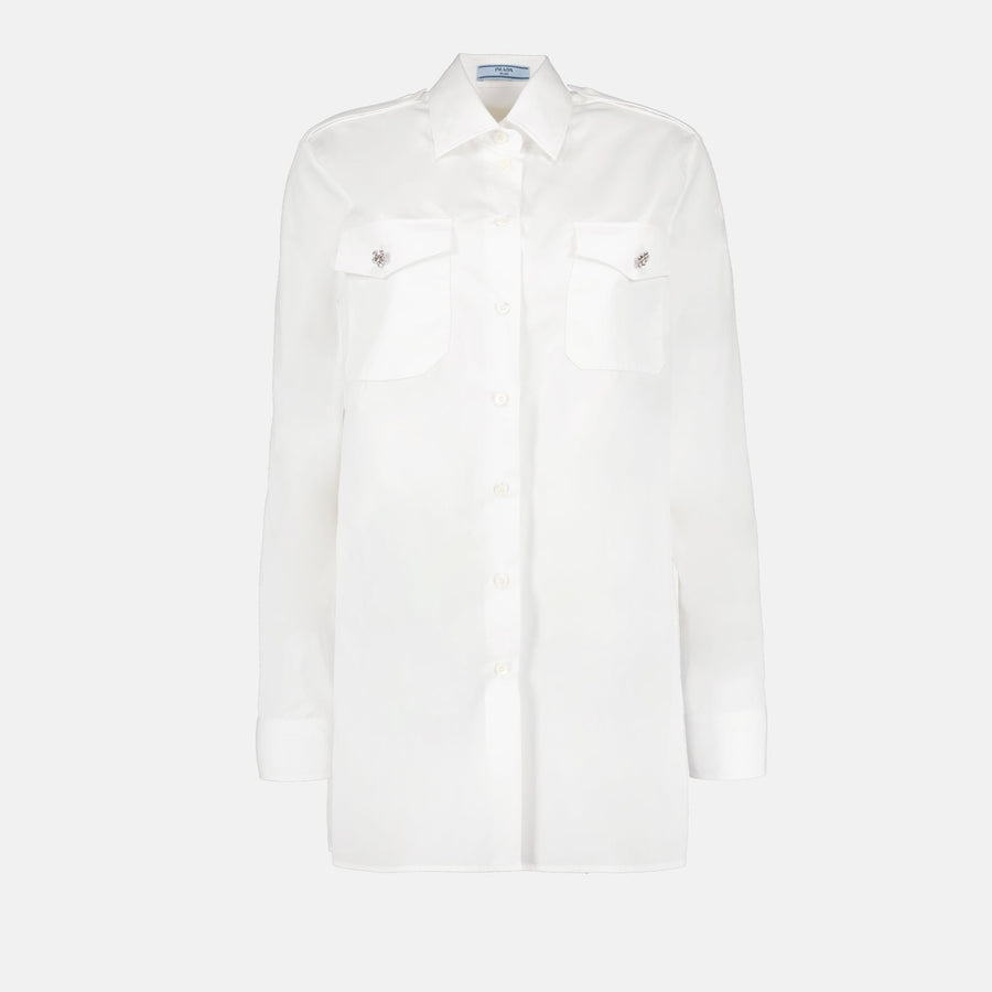 Prada White Utility Silk Shirt