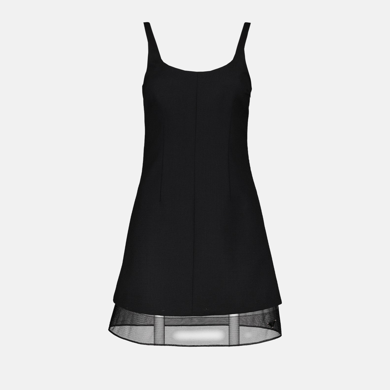 Prada Structured Mini Dress with Sheer Hem