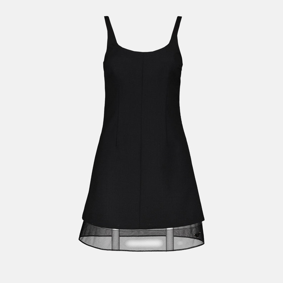 Prada Structured Mini Dress with Sheer Hem