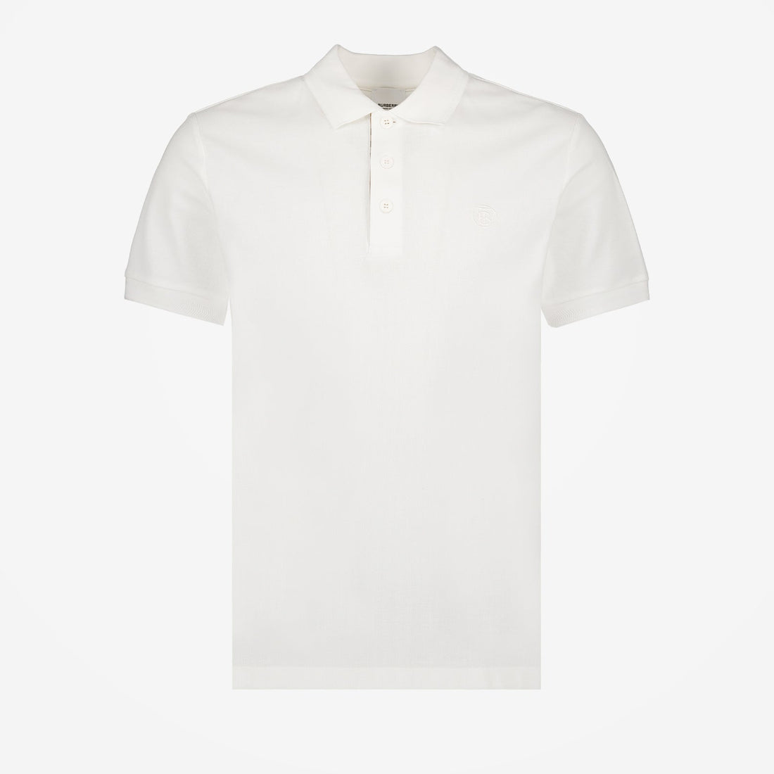 White Polo with Check Placket Detail