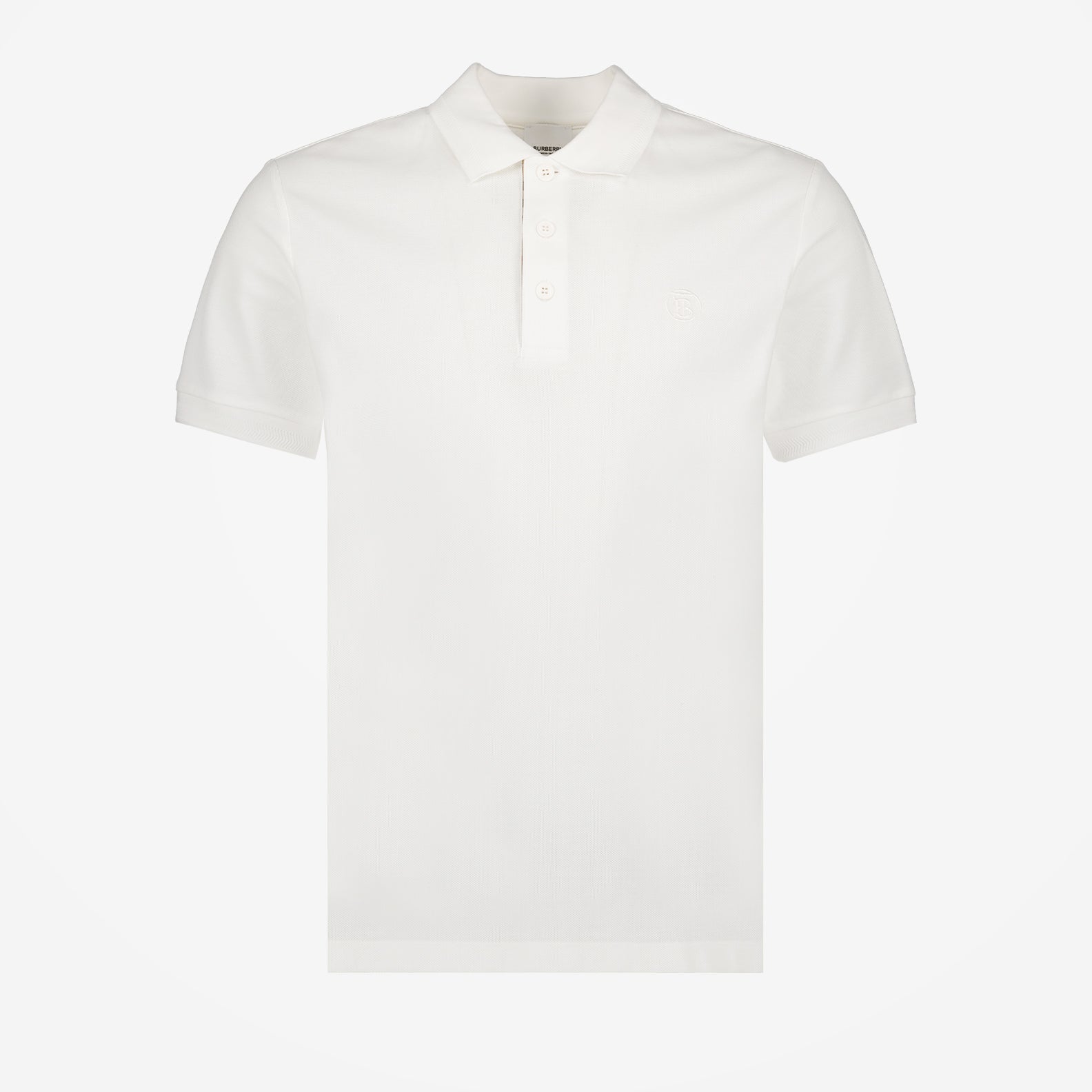 Burberry White Polo with Check Placket Detail
