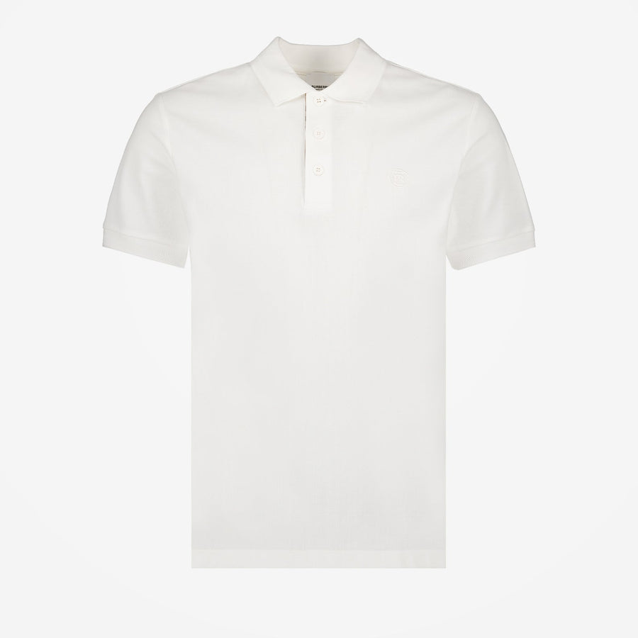 Burberry White Polo with Check Placket Detail