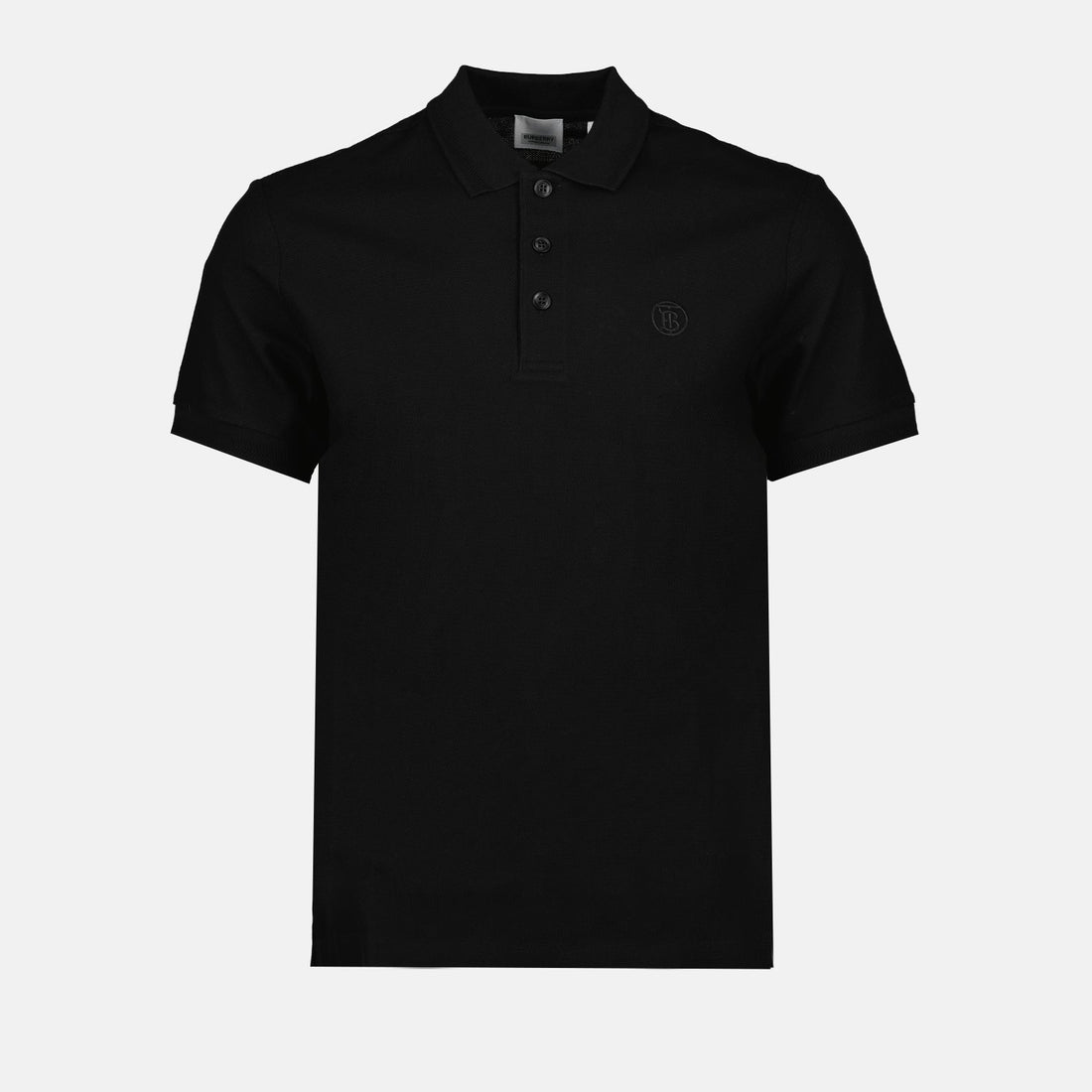 Black Polo with Check Placket Detail