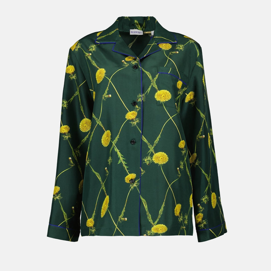 Burberry Floral Print Silk Pajama Shirt