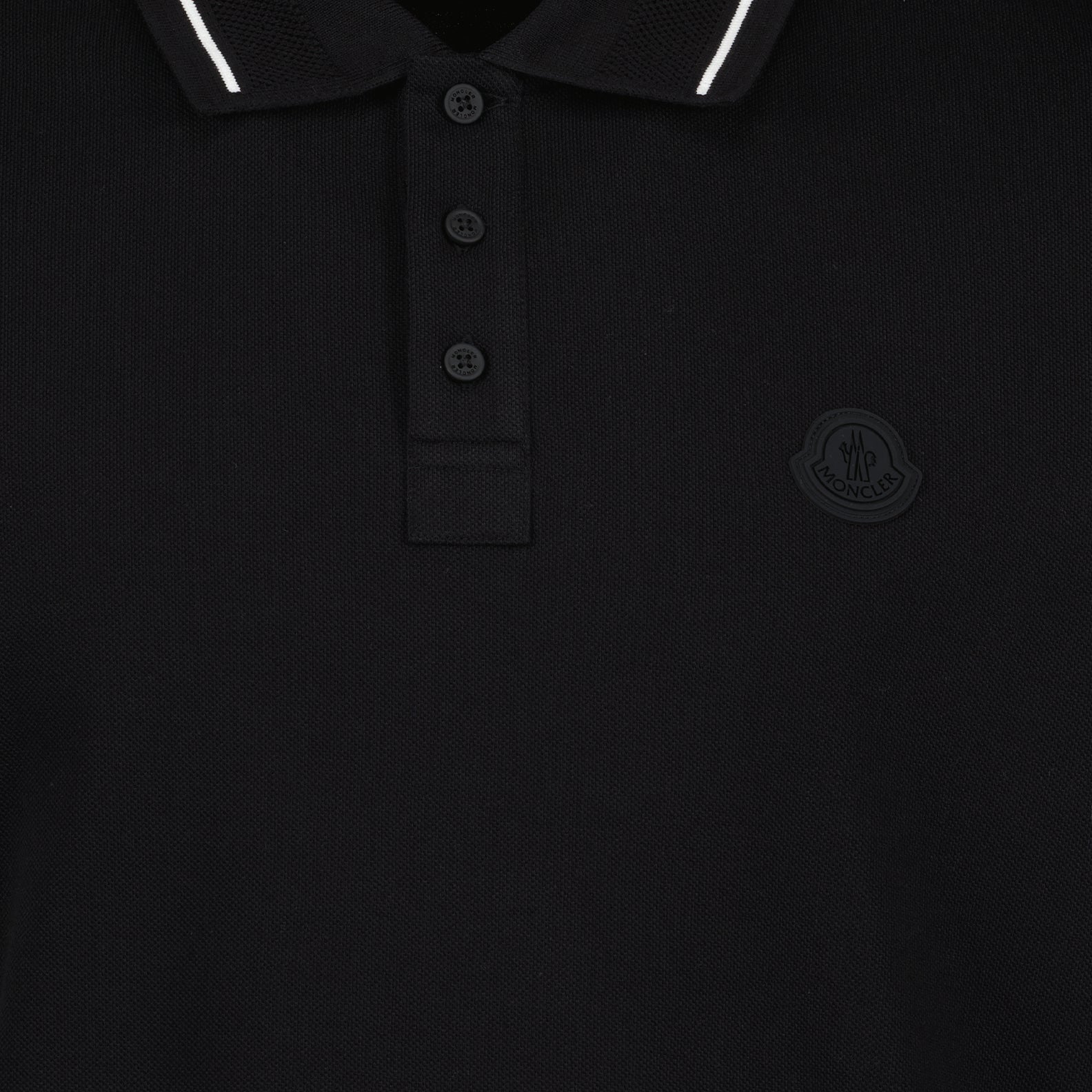 Moncler Moncler Black Polo Shirt with Tonal Logo and Contrast Trim - image 5