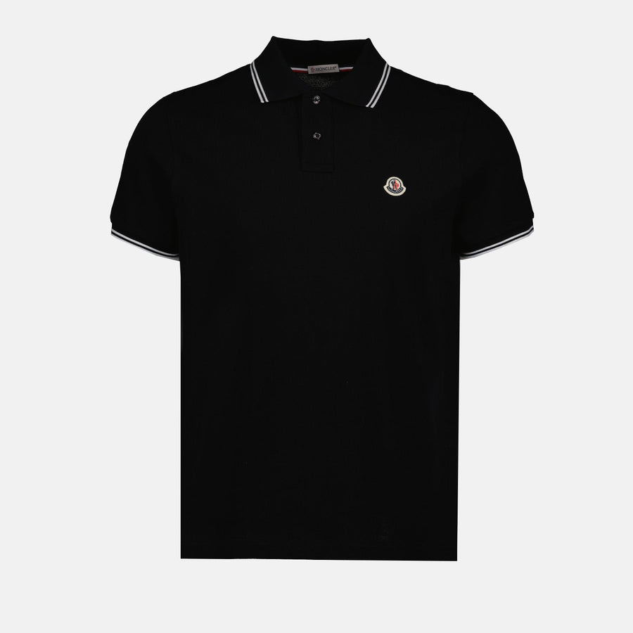 Moncler Moncler Black Polo Shirt with Signature Contrast Trim