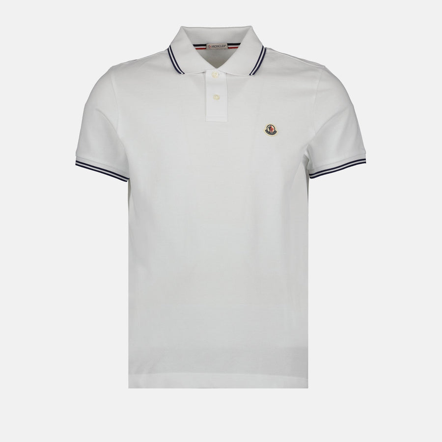 Moncler Moncler White Polo Shirt with Contrast Navy Trim