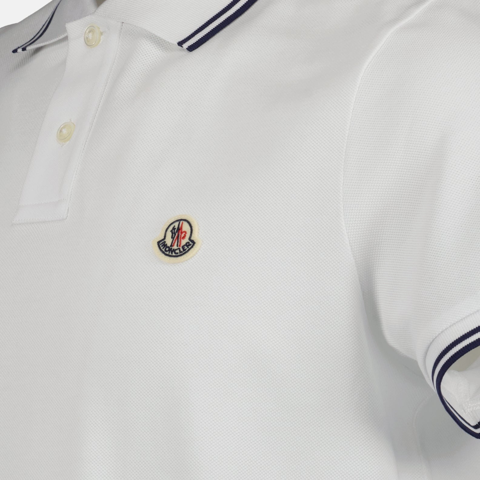 Moncler Moncler White Polo Shirt with Contrast Navy Trim - image 5