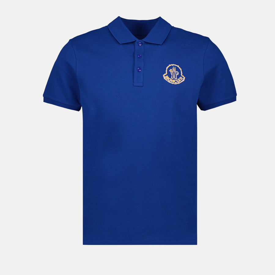 Moncler Moncler Blue Polo Shirt with Statement Logo