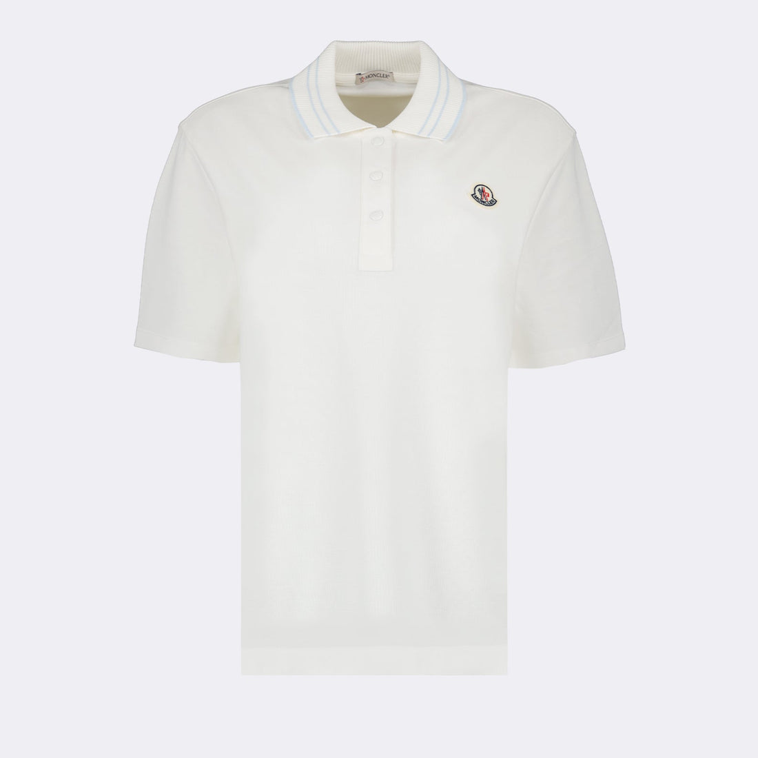 White Polo Shirt with Subtle Stripe Collar
