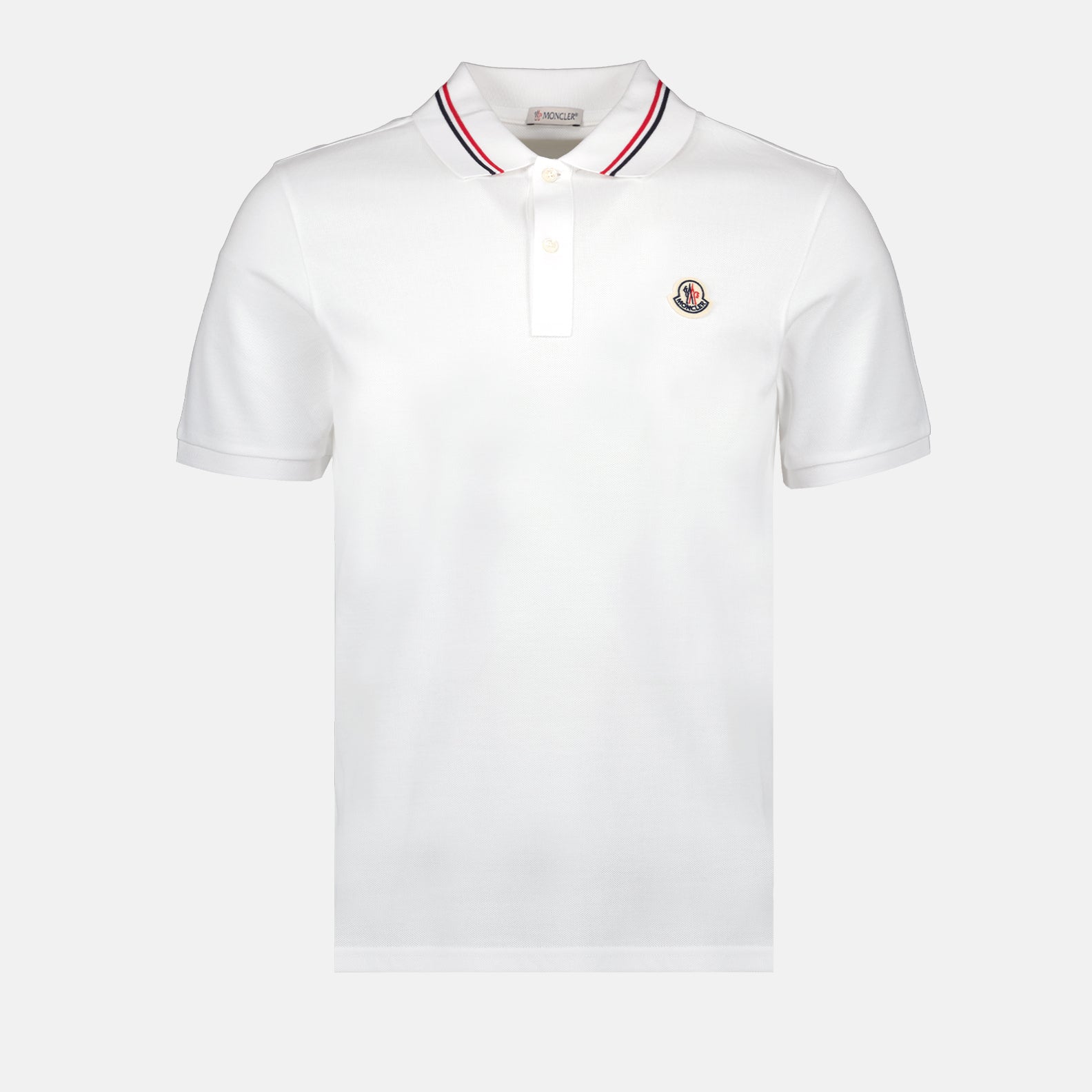 Moncler Moncler White Polo Shirt with Signature Tricolor Collar