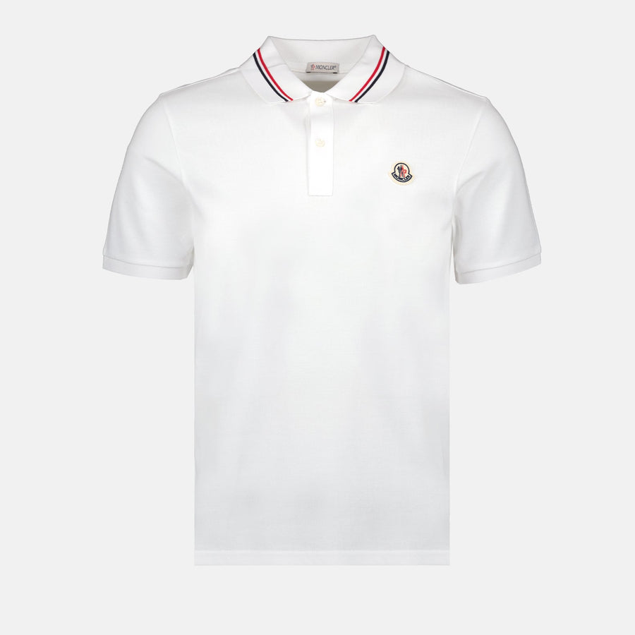Moncler Moncler White Polo Shirt with Signature Tricolor Collar