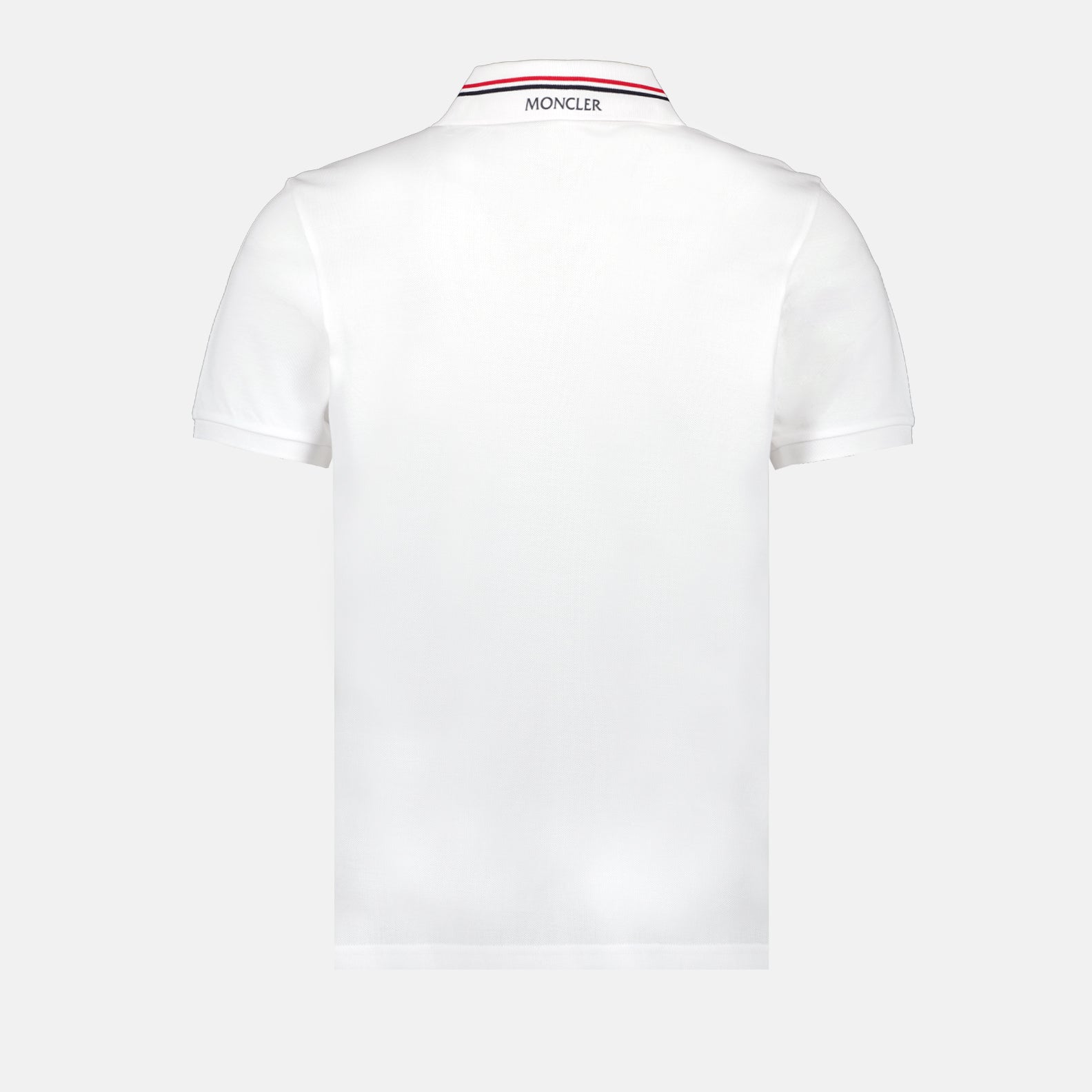 Moncler Moncler White Polo Shirt with Signature Tricolor Collar - image 4