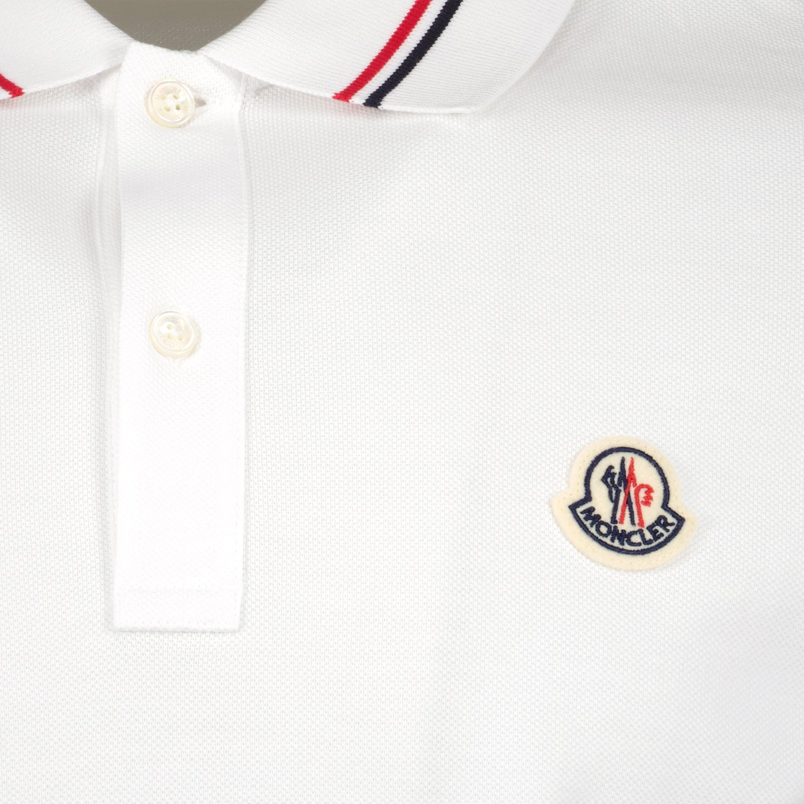 Moncler Moncler White Polo Shirt with Signature Tricolor Collar - image 5
