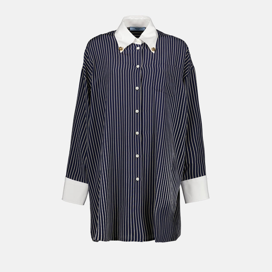Prada Navy Striped Oversized Shirt
