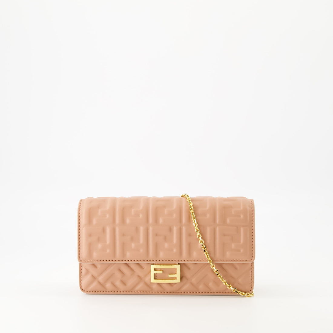 Baguette Chain Wallet – Embossed Leather