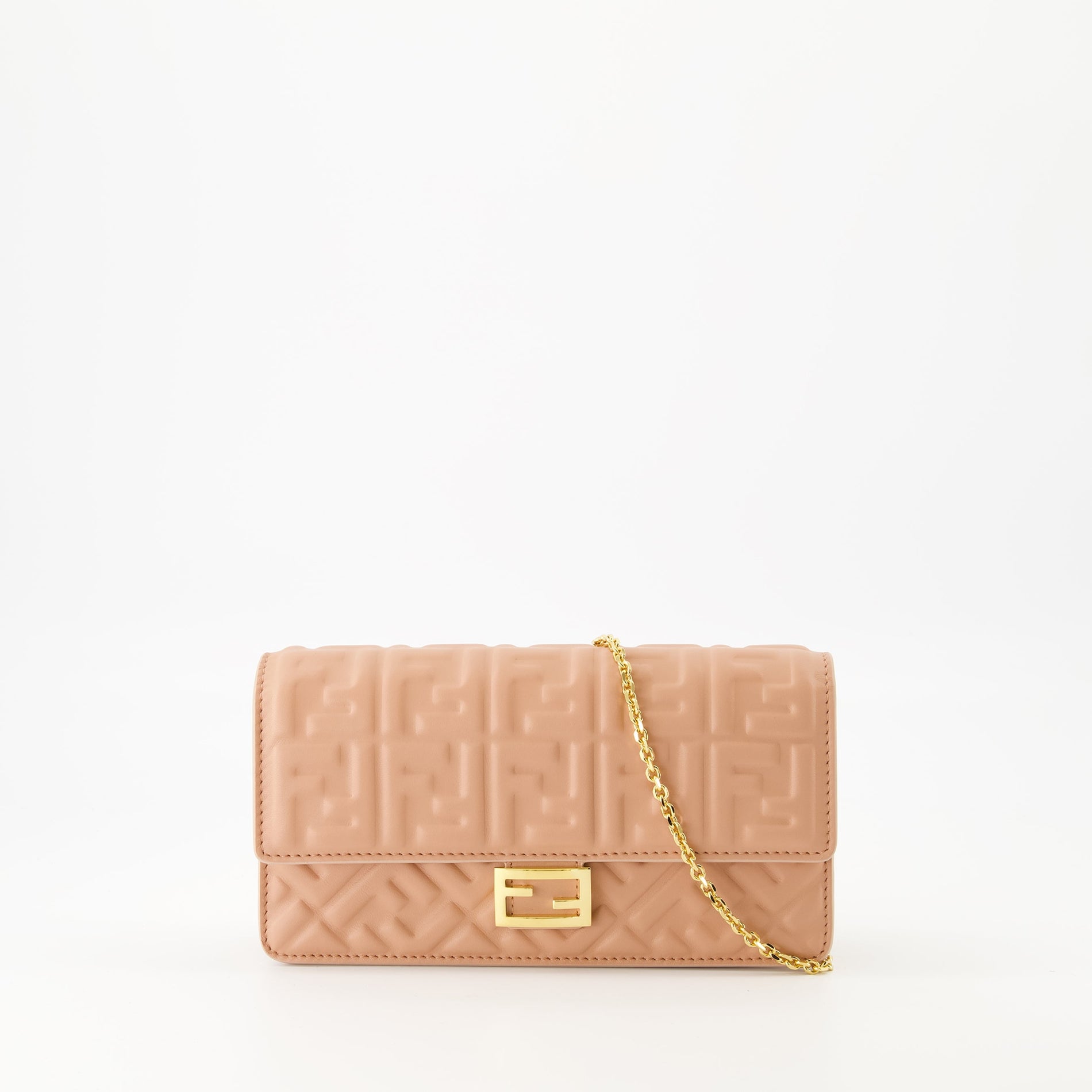 Fendi Baguette Chain Wallet – Embossed Leather