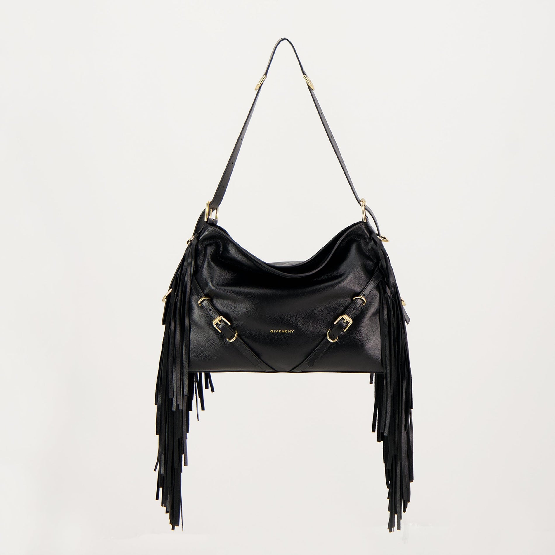 Givenchy Black Leather Fringe Shoulder Bag