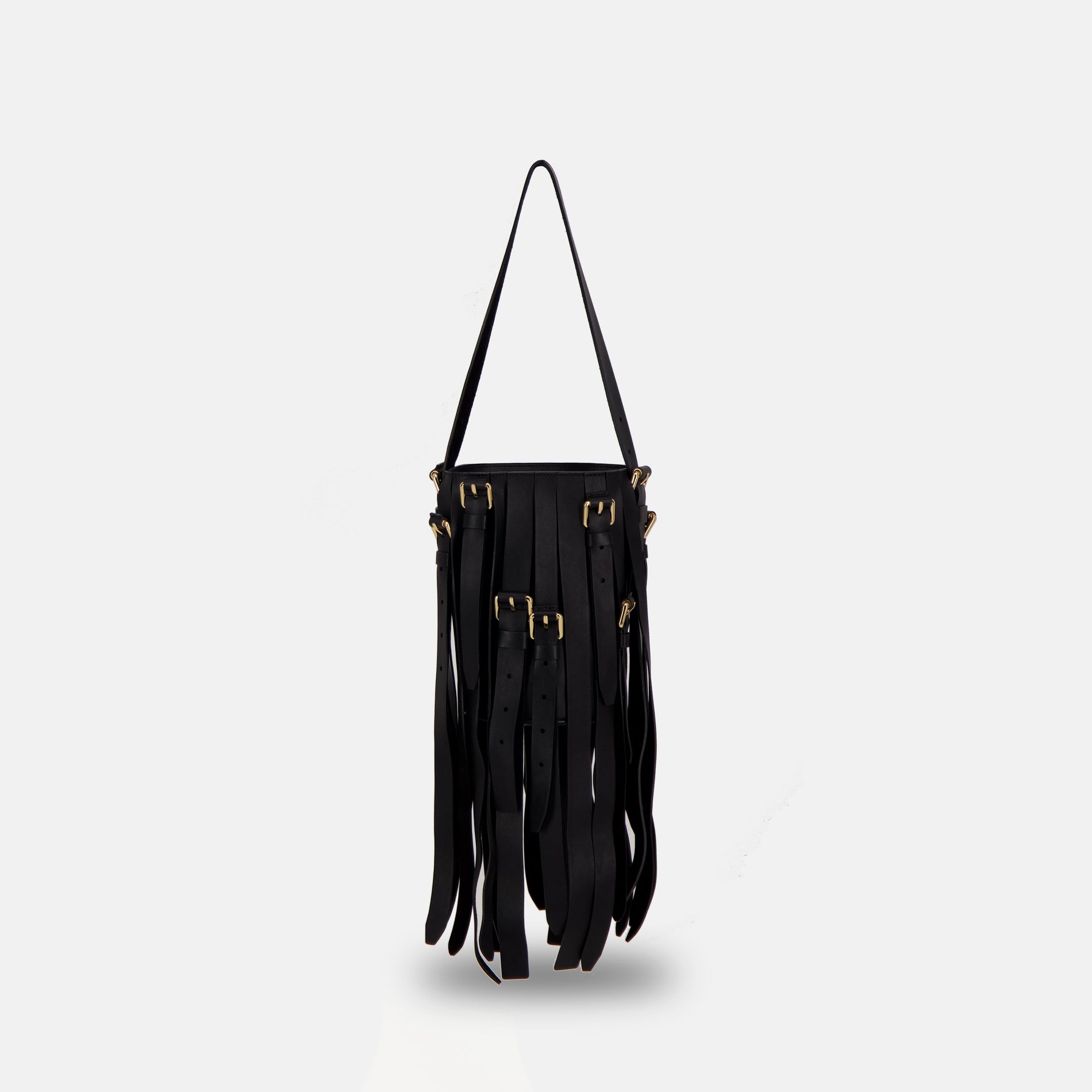 Moschino Fringed Leather Bucket Shoulder Bag