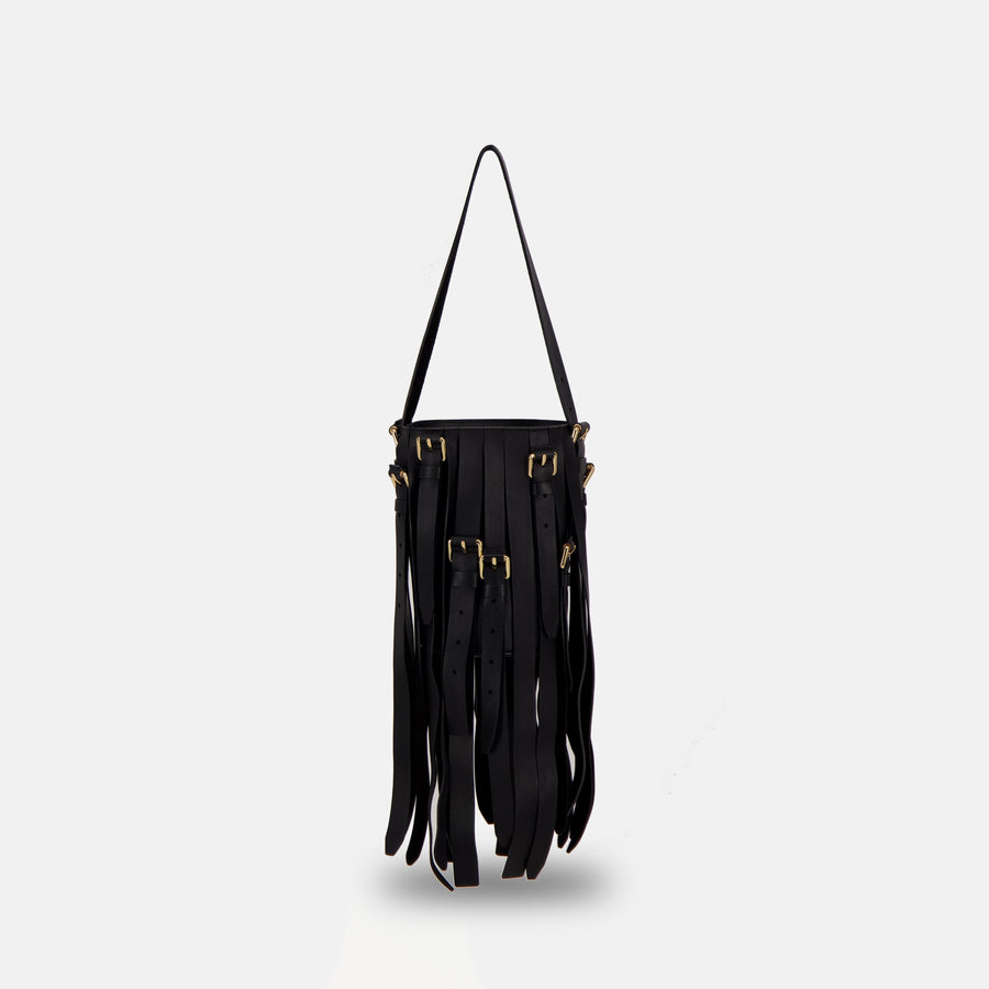 Moschino Fringed Leather Bucket Shoulder Bag