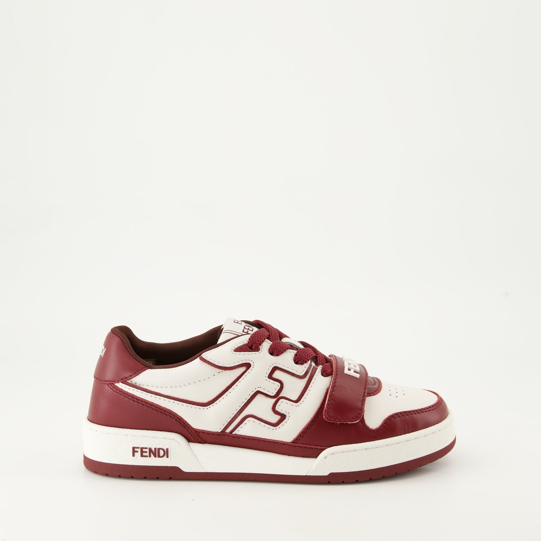Fendi Burgundy & White Leather Sneakers