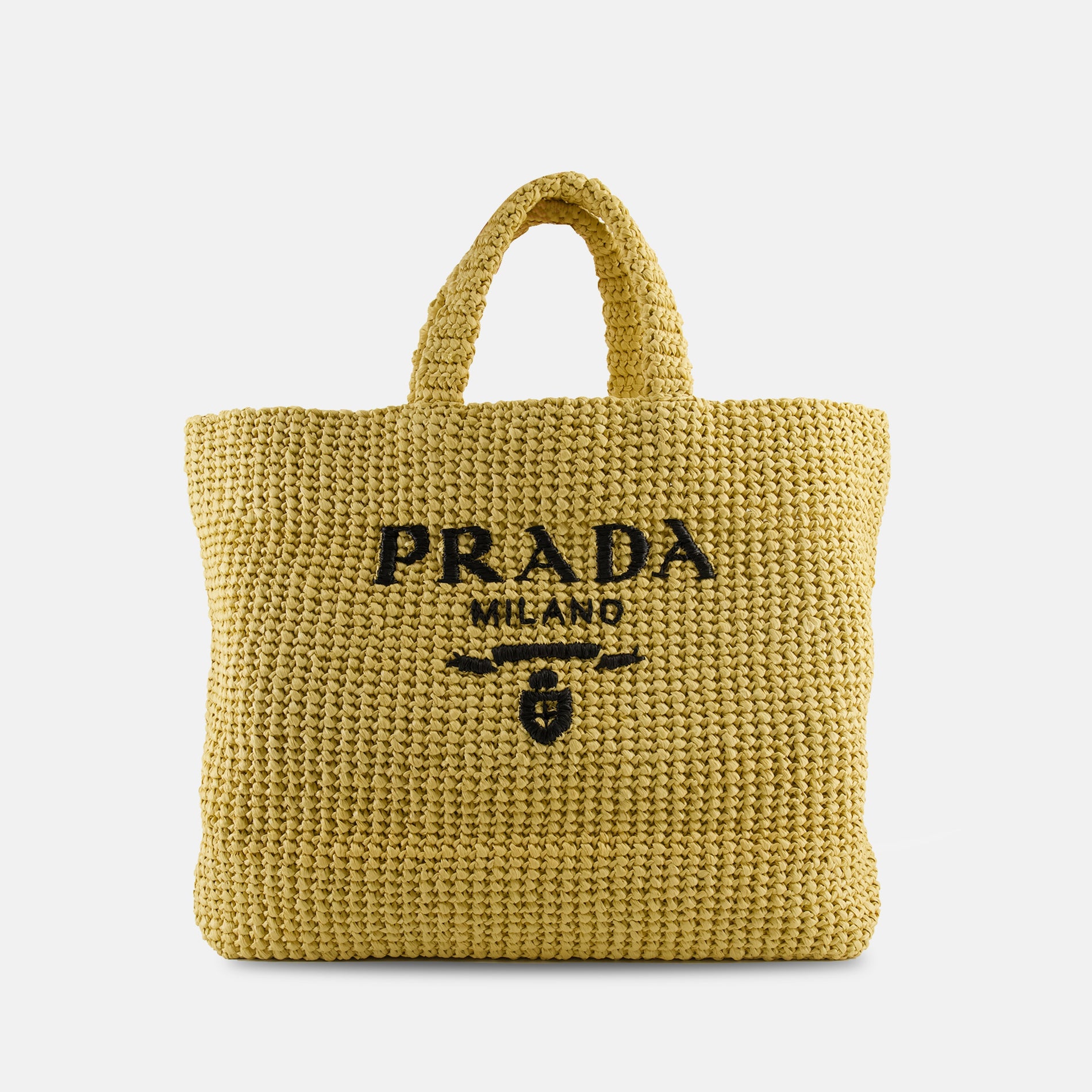 Prada Raffia Tote Bag (Yellow)