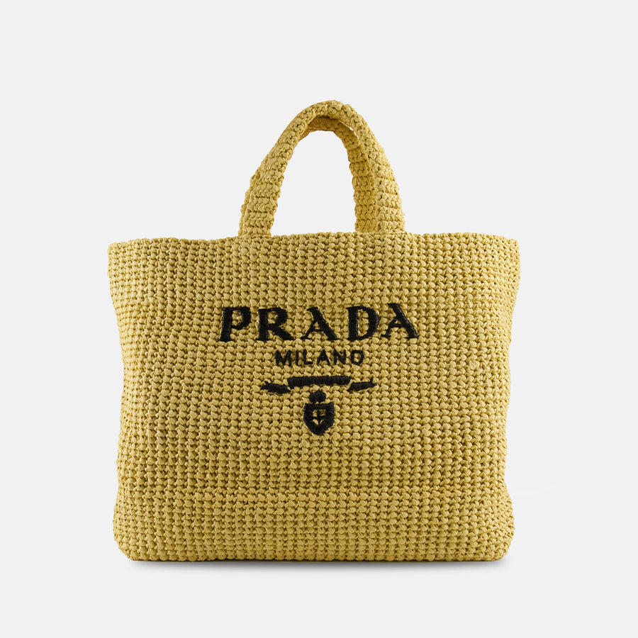 Prada Raffia Tote Bag (Yellow)