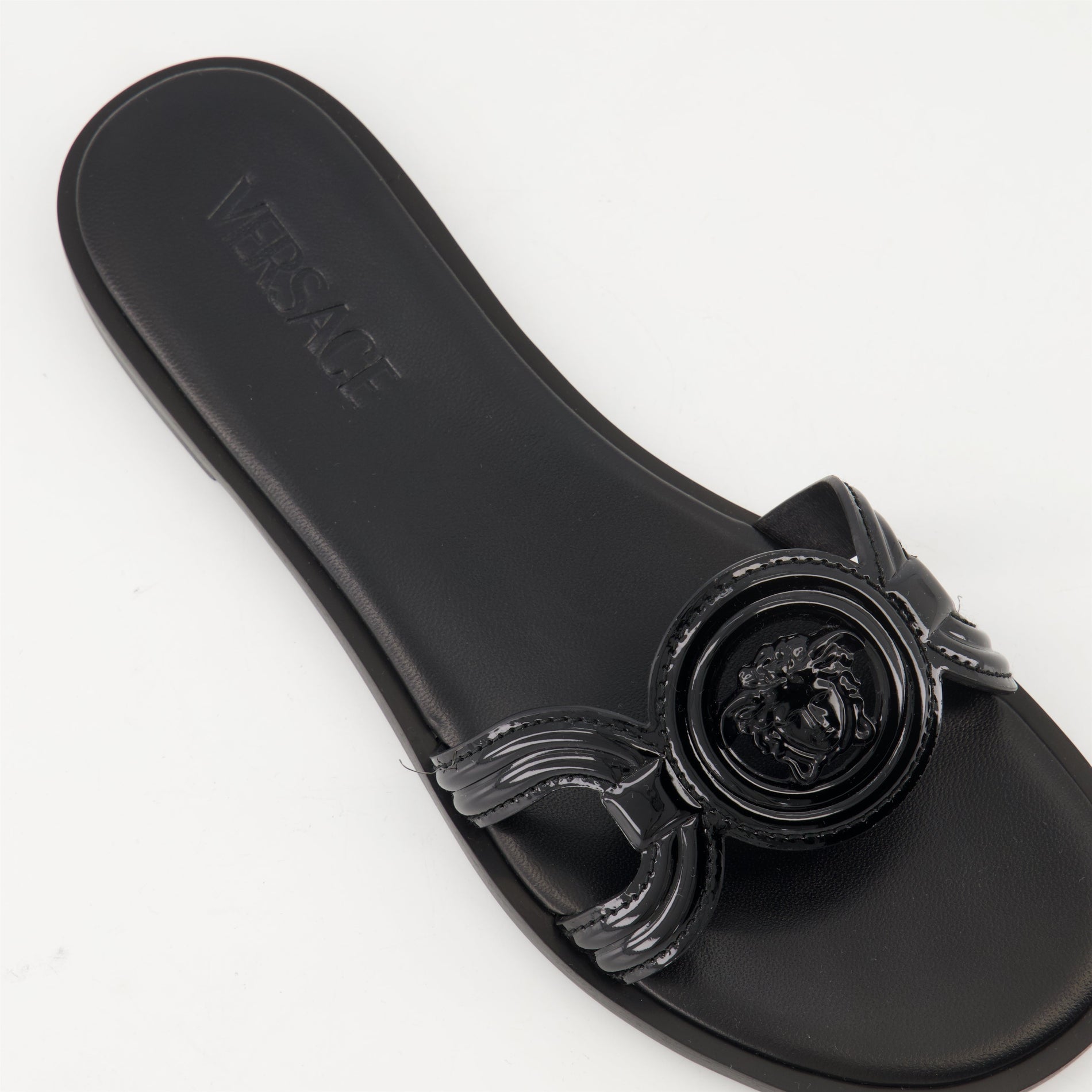 Versace La Medusa Flat Slide Sandals - image 5