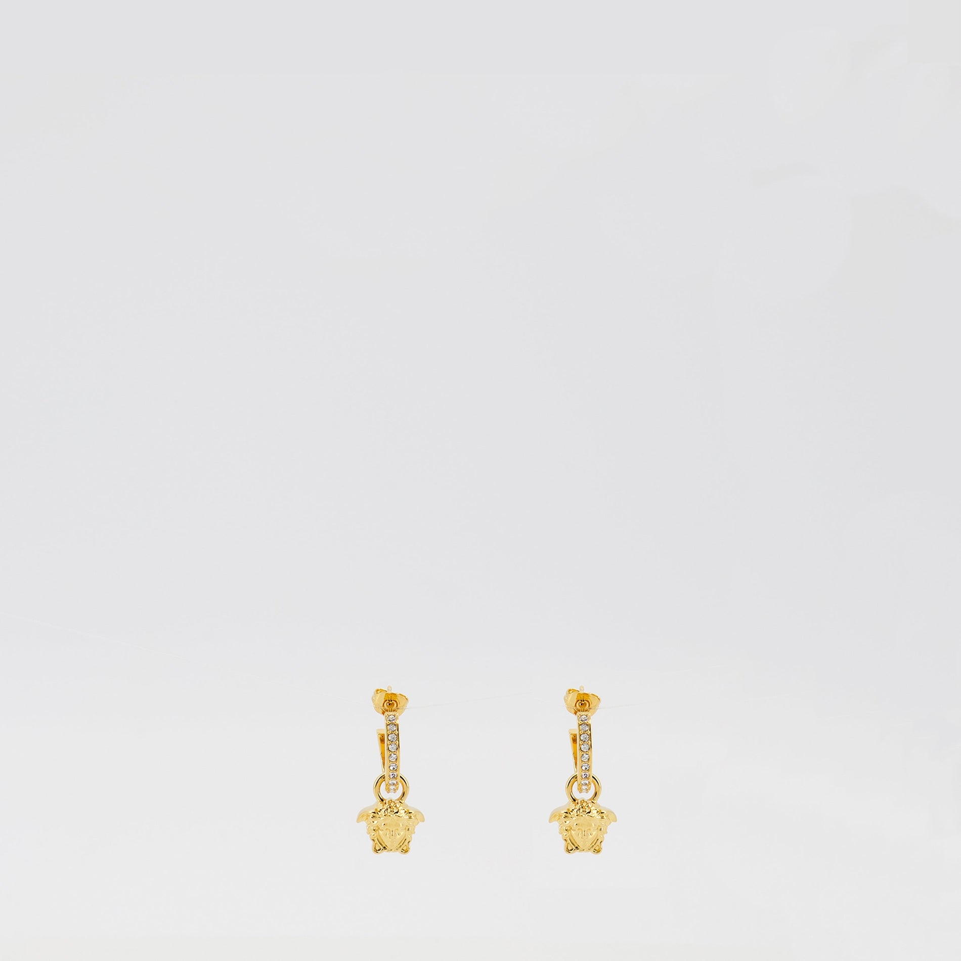 Versace Medusa Drop Earrings with Crystal Bar