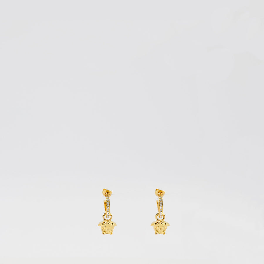 Versace Medusa Drop Earrings with Crystal Bar