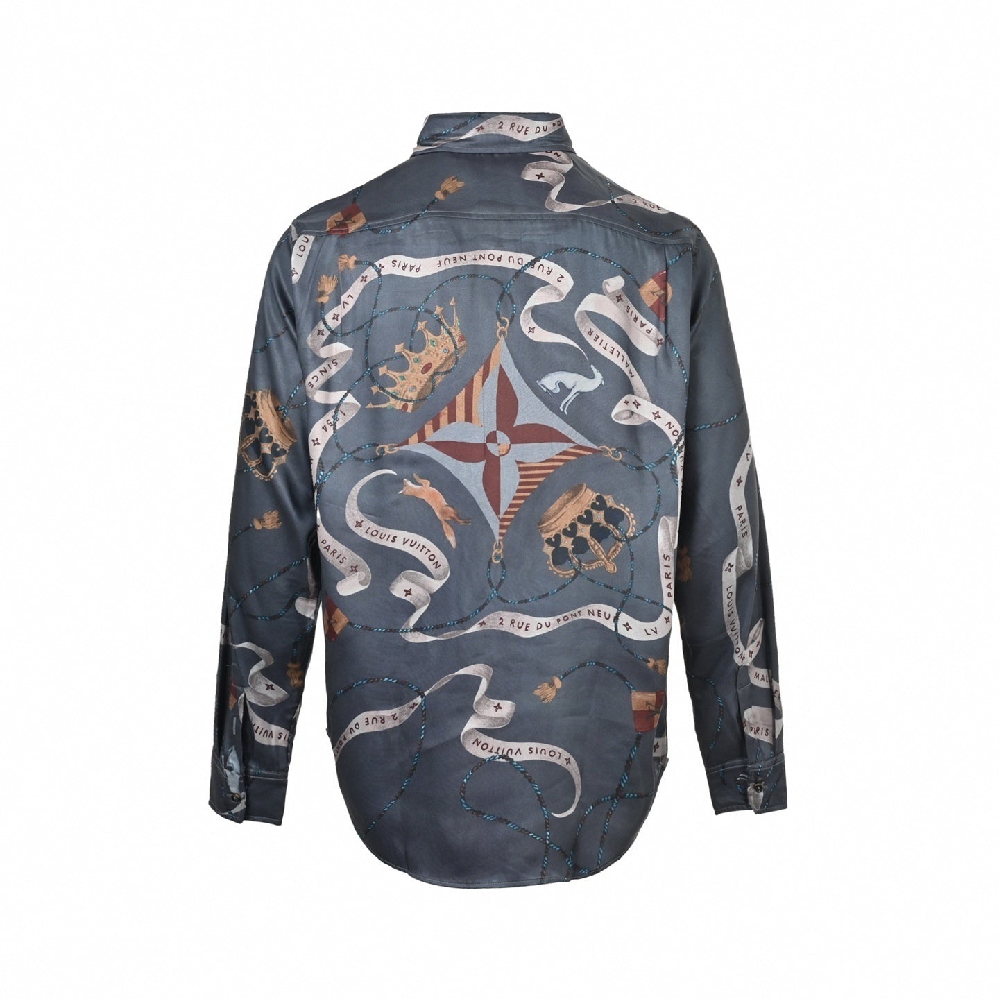 Louis Vuitton Crown & Ribbon "Pont Neuf" Print Silk-Finish Shirt - image 2