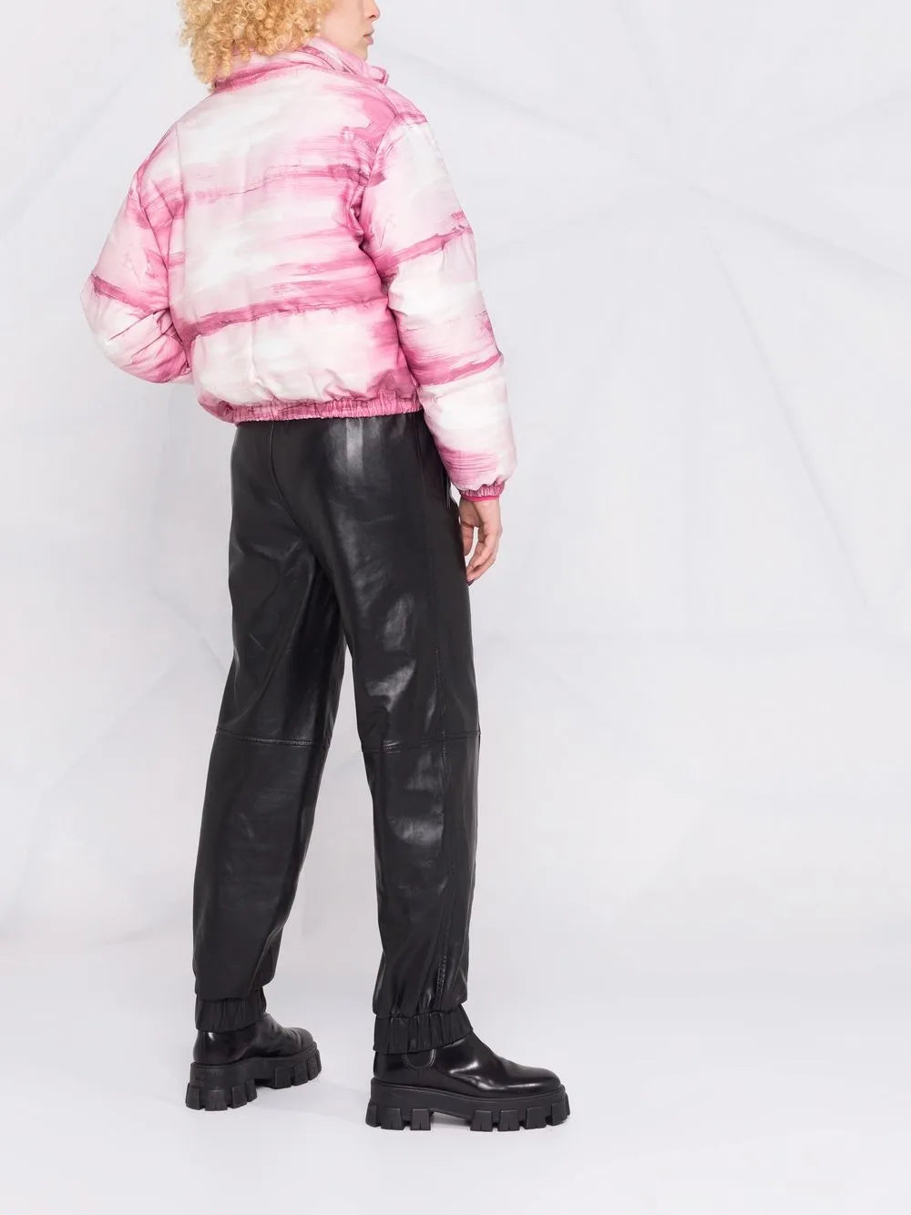 Moschino Pink Painterly Print Puffer Jacket - image 6