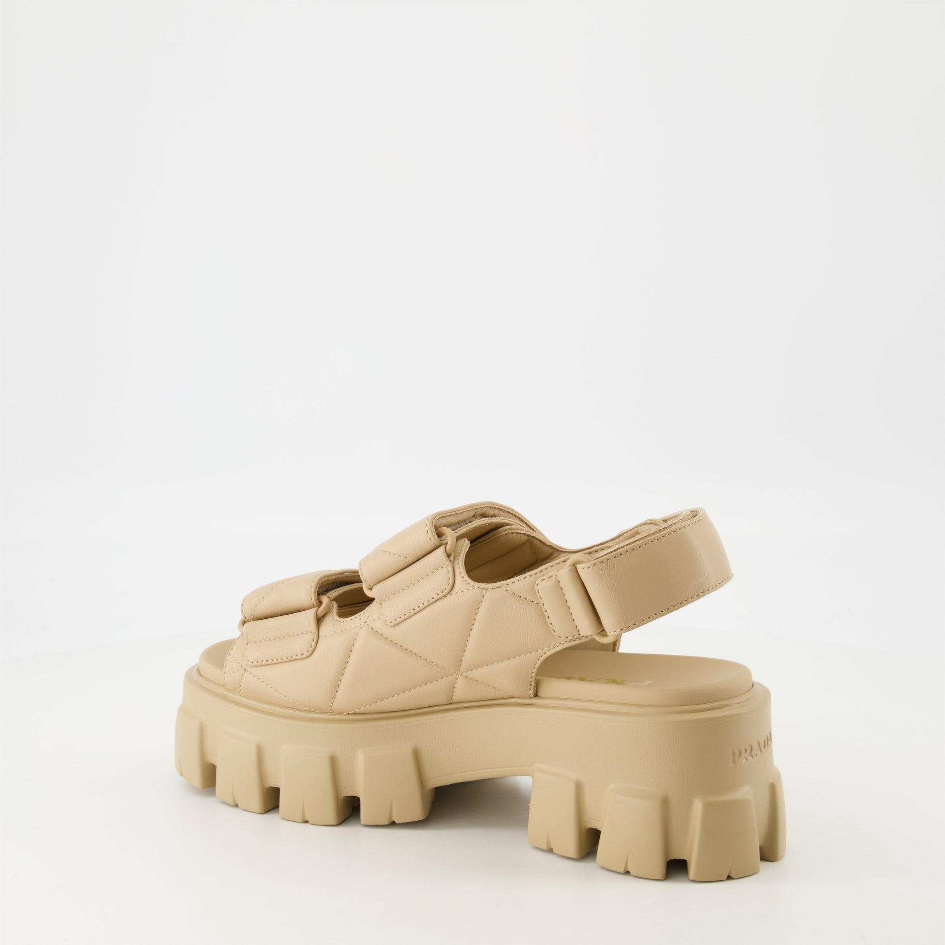 Prada Quilted Platform Sandals-Beige - image 3