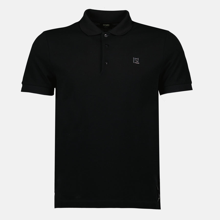 Fendi Fendi Black Polo Shirt with FF Logo Detail