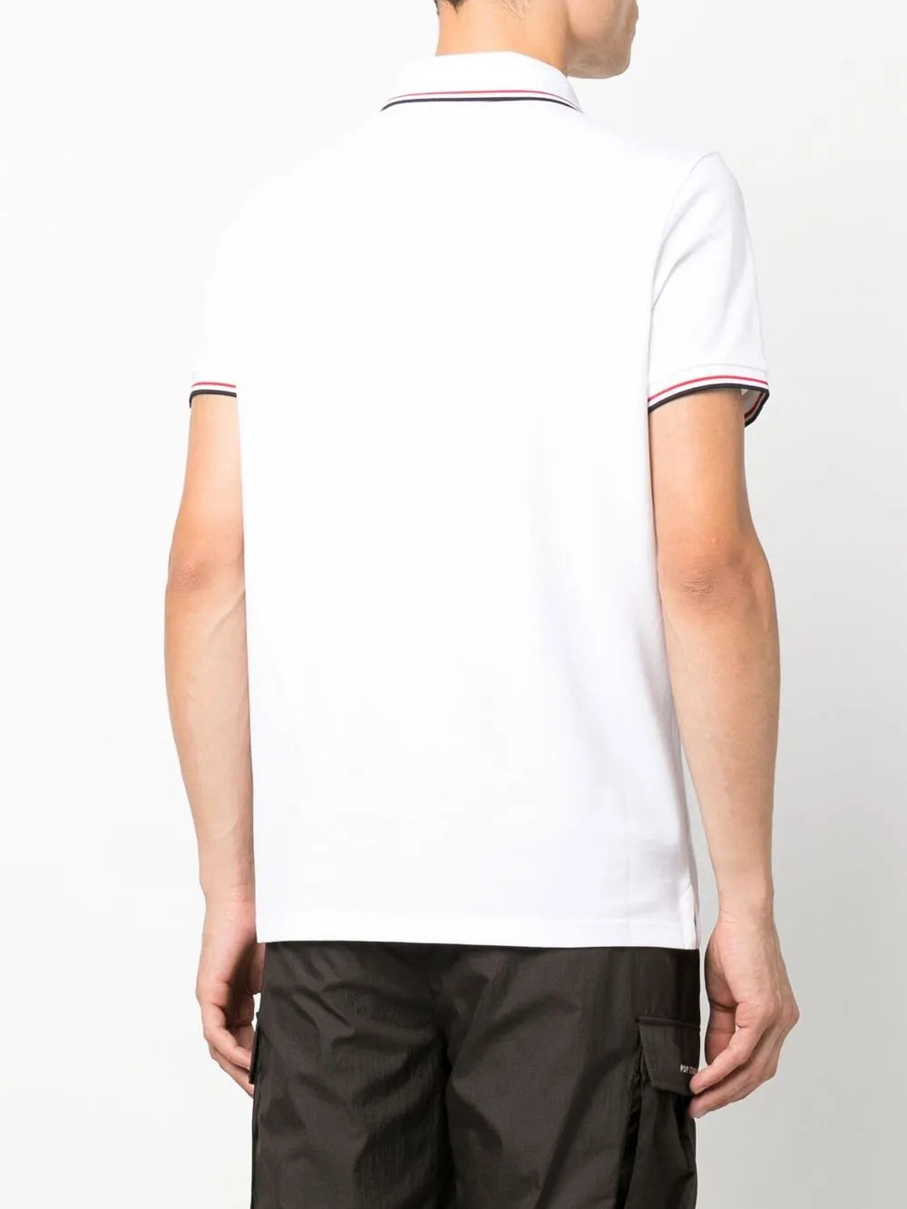 Moncler Classic White Polo Shirt with Signature Tricolor Trim - image 6