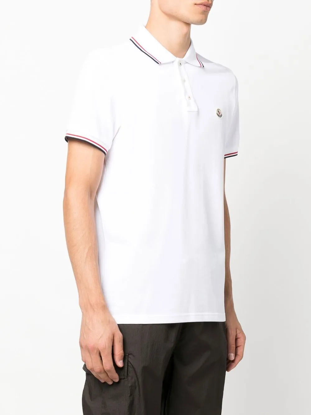 Moncler White Polo Shirt with Tricolour Trim - image 3