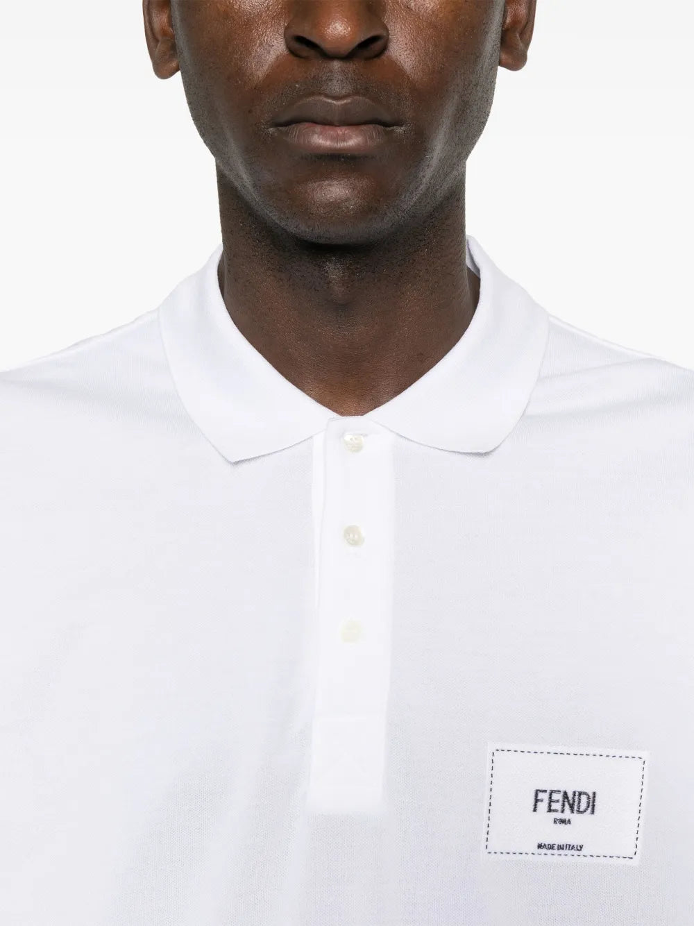 Fendi Fendi White Polo Shirt with Logo Patch Detail - image 7