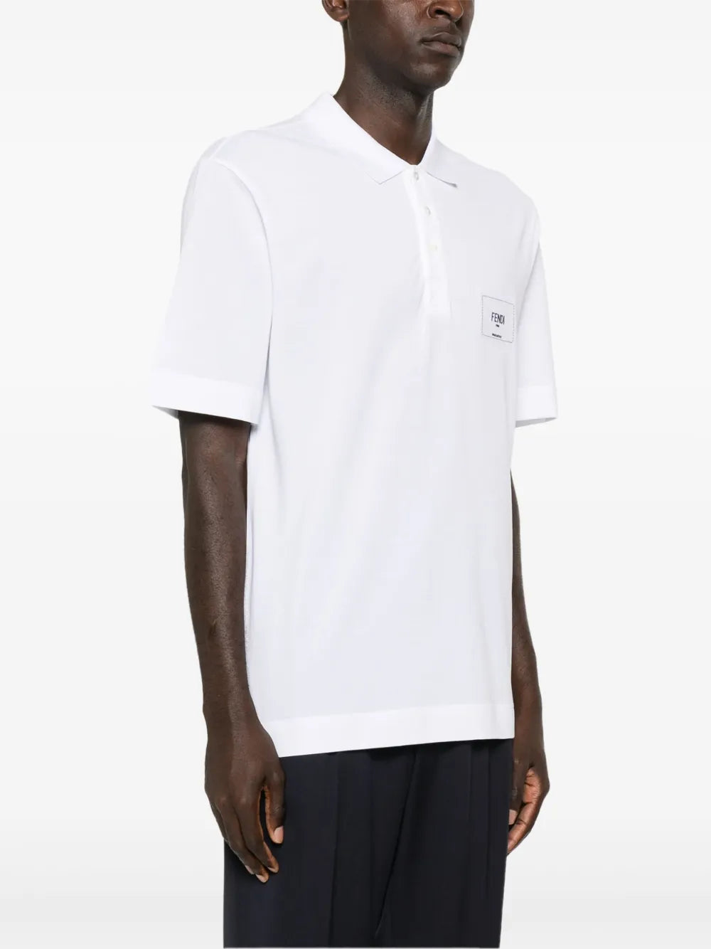 Fendi Fendi White Polo Shirt with Logo Patch Detail - image 3