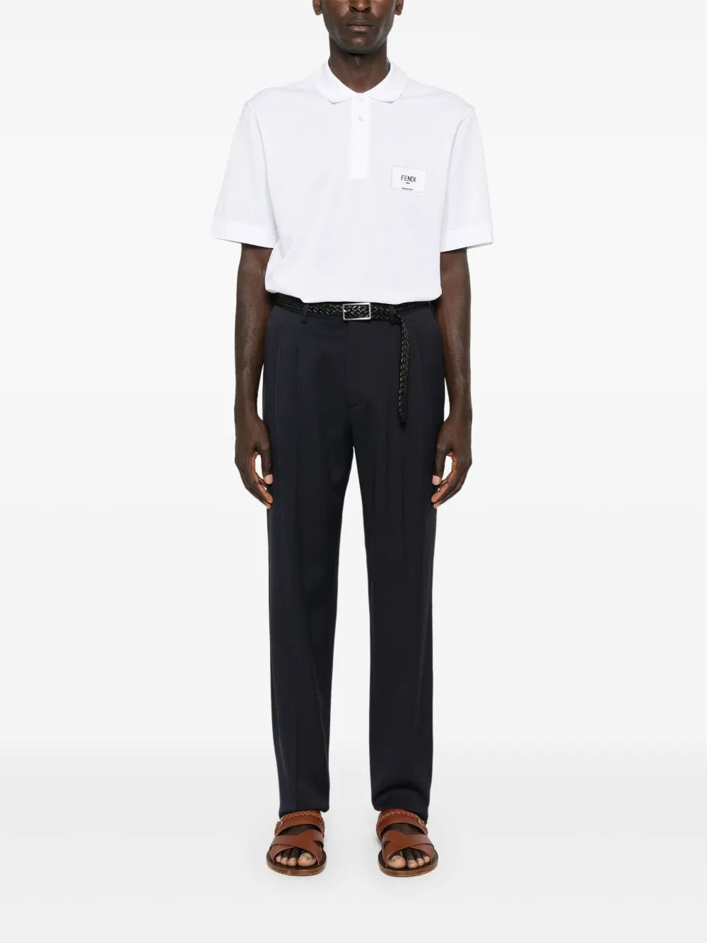 Fendi Fendi White Polo Shirt with Logo Patch Detail - image 2