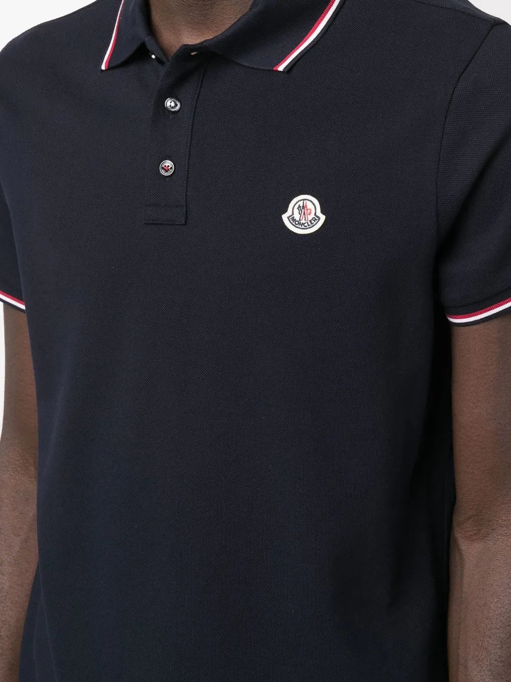 Moncler Navy Polo Shirt with Tricolour Trim - image 7