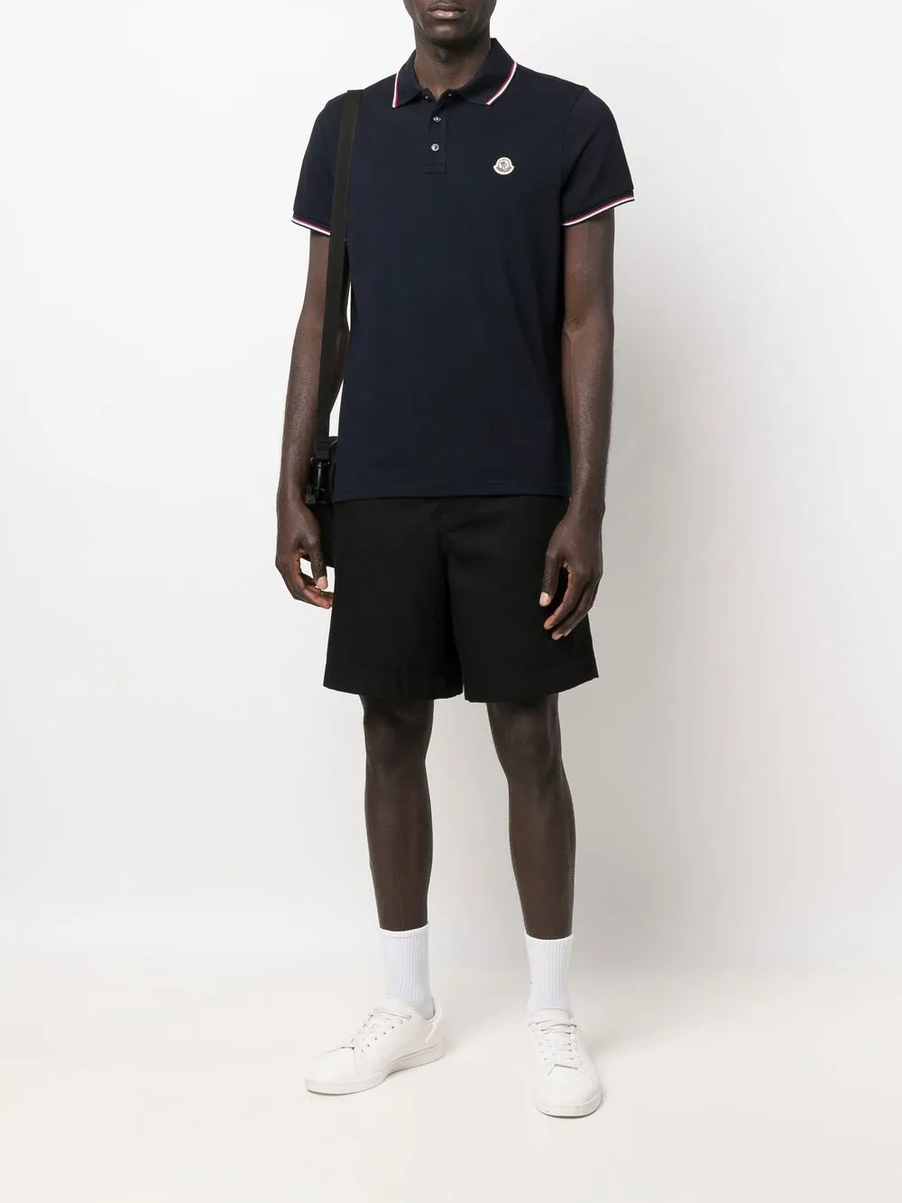 Moncler Navy Polo Shirt with Tricolour Trim - image 2
