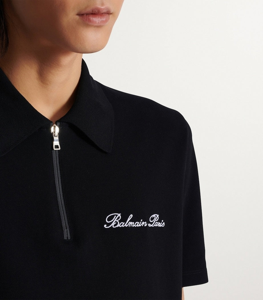 Balmain Zip-Neck Embroidered Polo Shirt - image 4