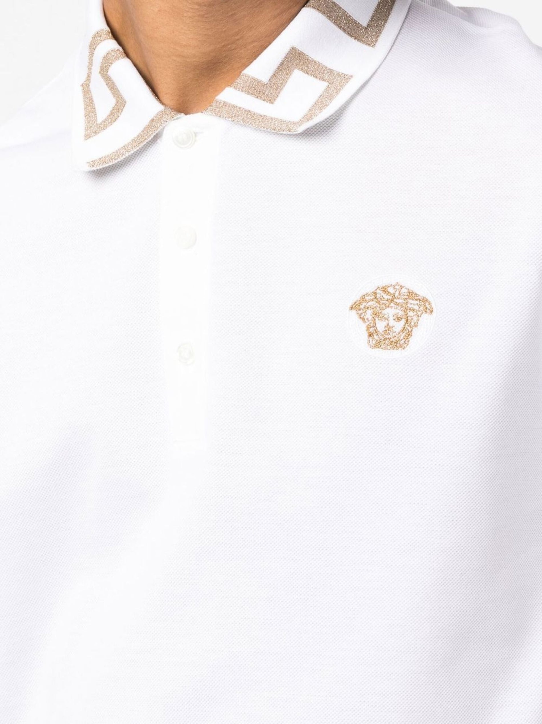 Versace Embroidered Cotton Piqué Polo - image 3