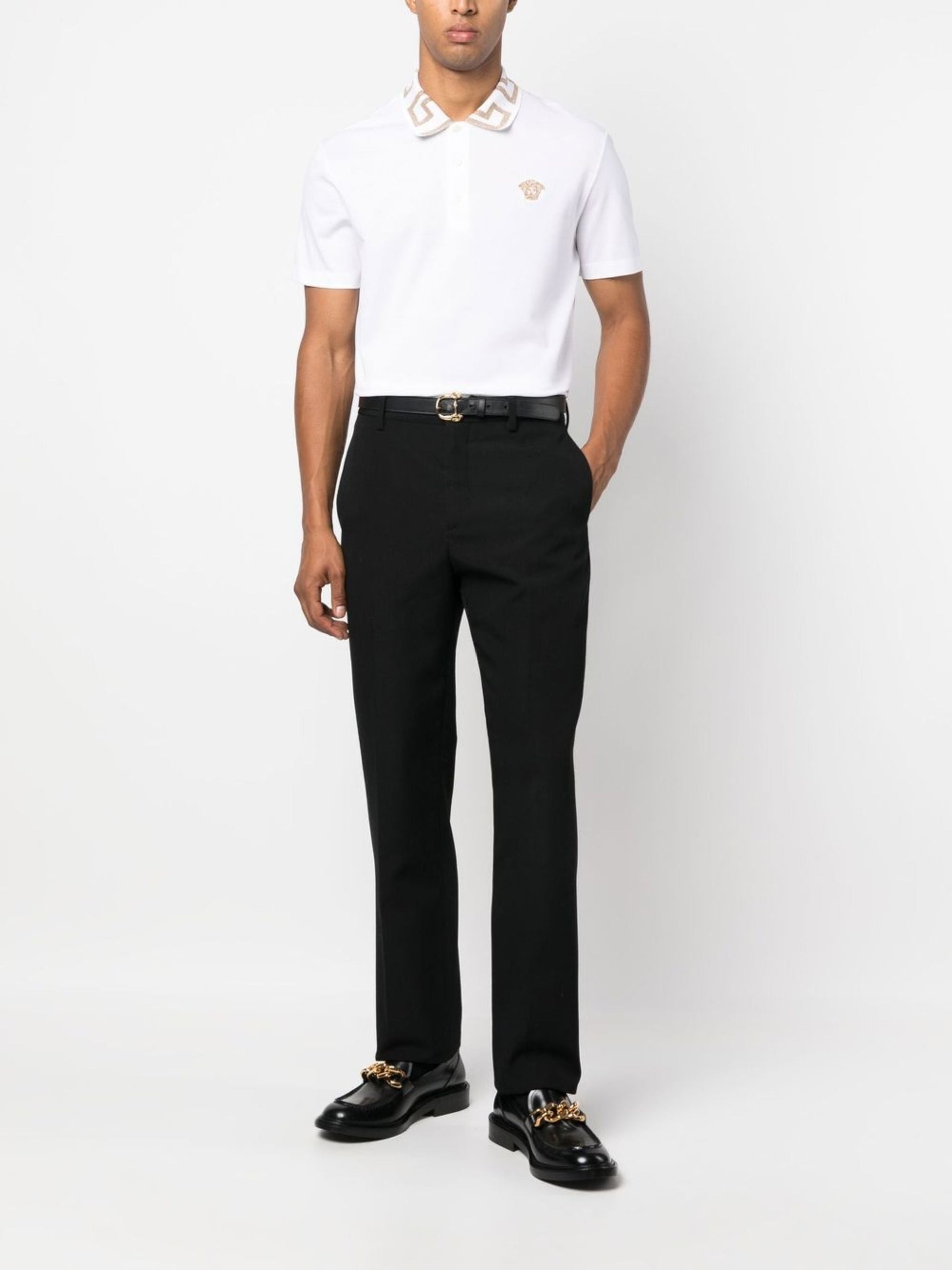 Versace Embroidered Cotton Piqué Polo - image 2