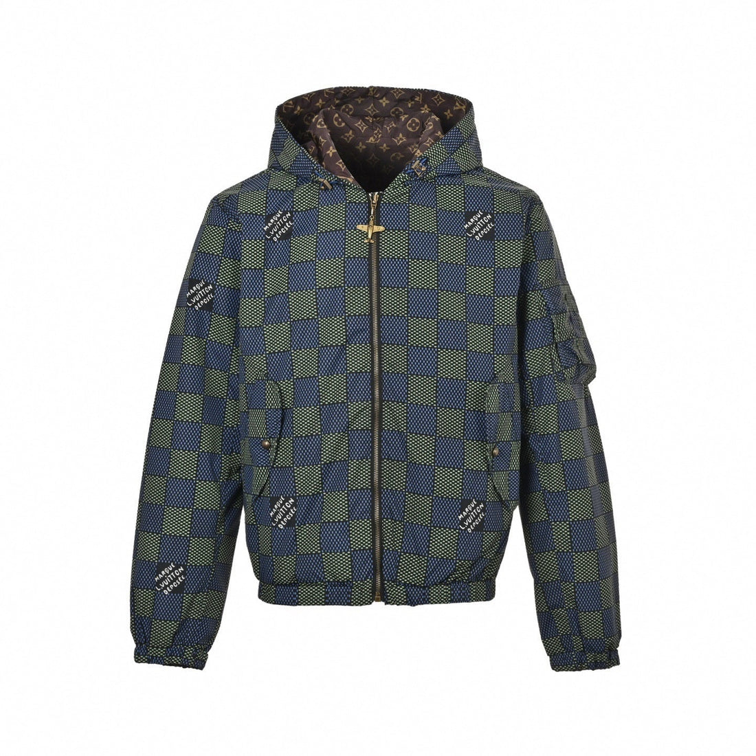 LV Reversible Monogram & Check Hooded Jacket